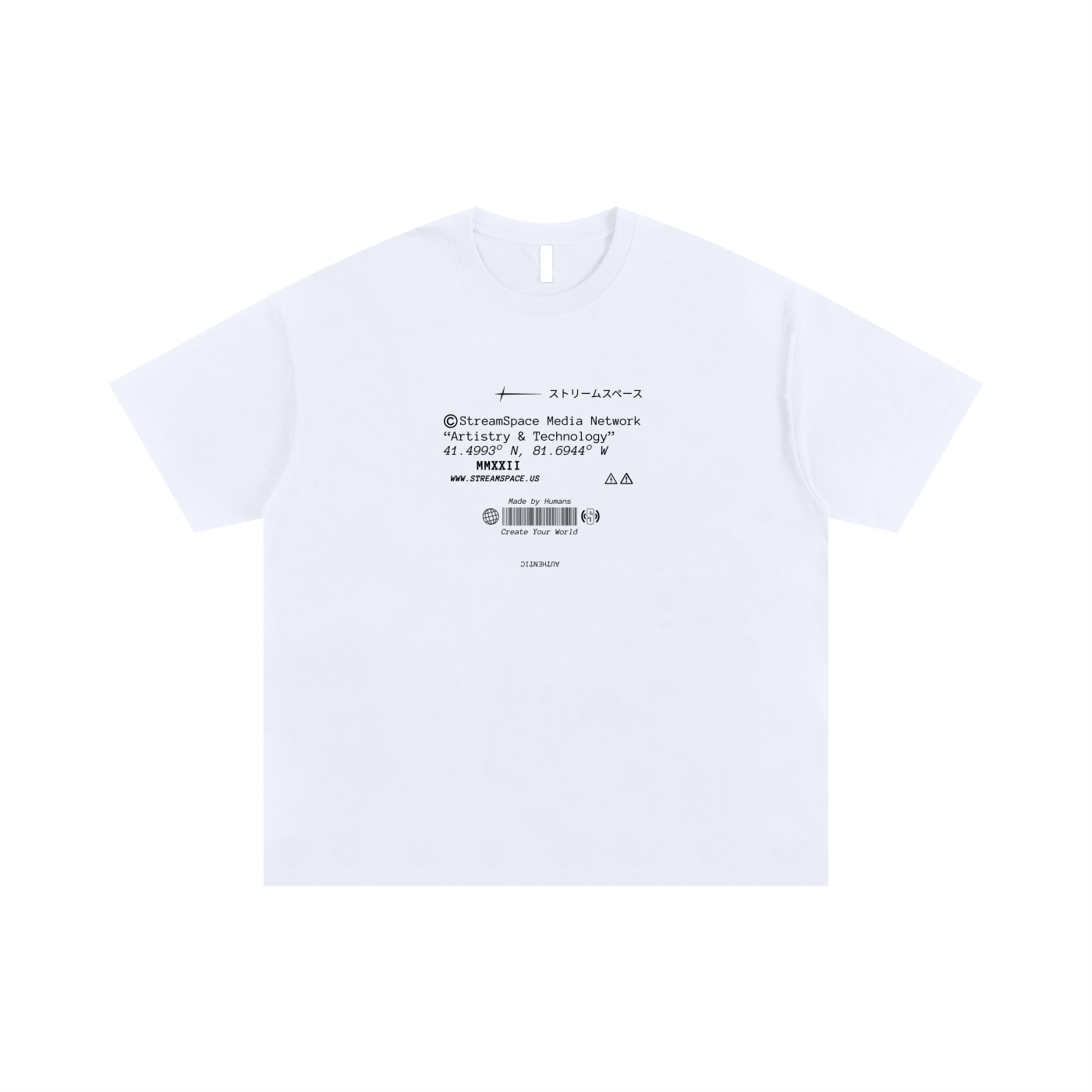 "System Override" StreamSpace Oversized T-Shirt (white)